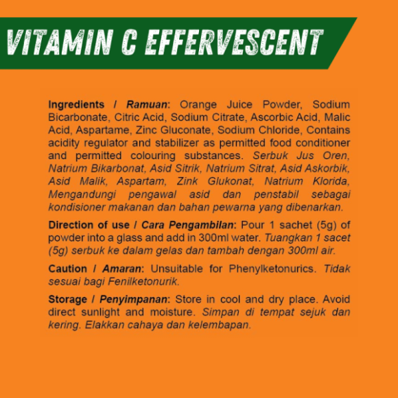 Timo Orange C 1000 Effervescent Flavoured Drink Base with Vitamin C & Zinc